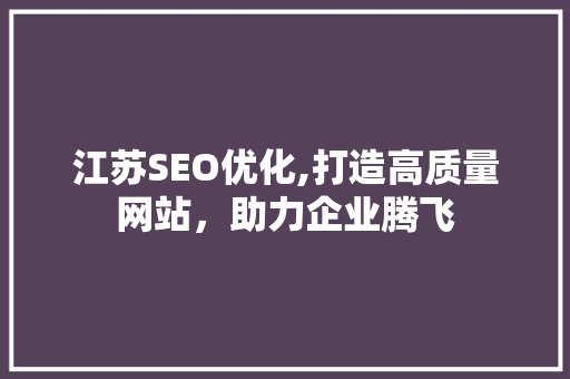 江苏SEO优化,打造高质量网站，助力企业腾飞