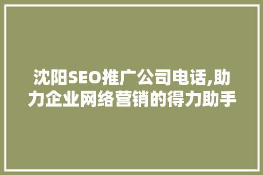 沈阳SEO推广公司电话,助力企业网络营销的得力助手