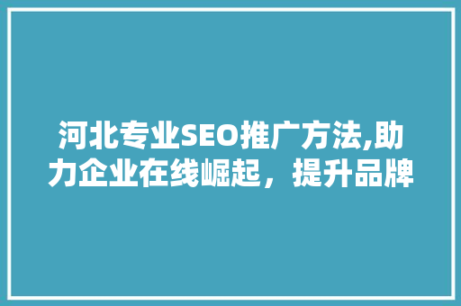 河北专业SEO推广方法,助力企业在线崛起，提升品牌影响力