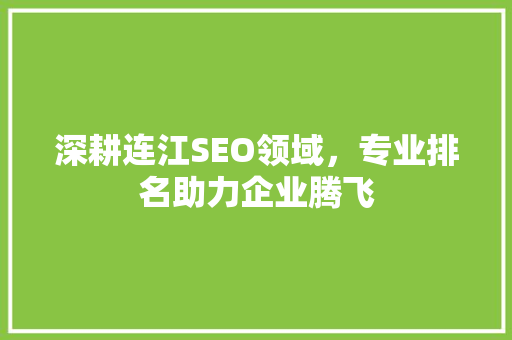 深耕连江SEO领域，专业排名助力企业腾飞