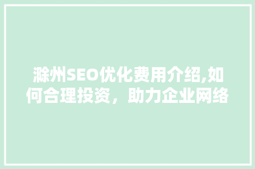 滁州SEO优化费用介绍,如何合理投资，助力企业网络营销