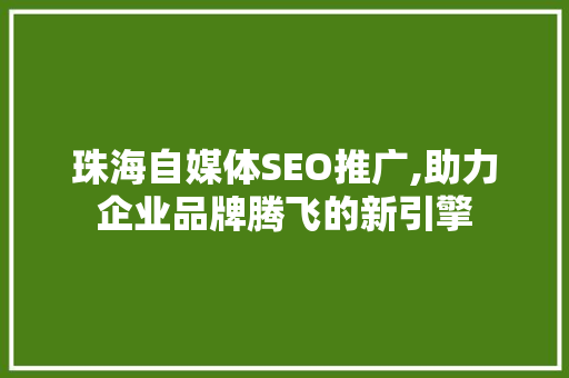 珠海自媒体SEO推广,助力企业品牌腾飞的新引擎