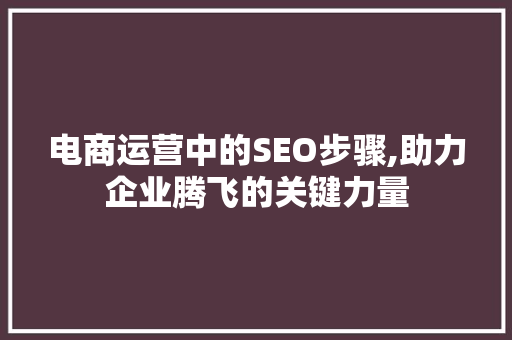 电商运营中的SEO步骤,助力企业腾飞的关键力量  第1张