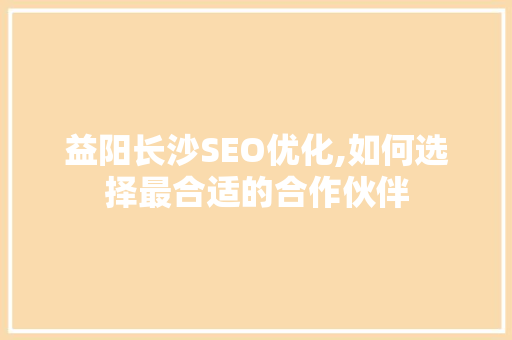 益阳长沙SEO优化,如何选择最合适的合作伙伴