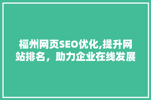 福州网页SEO优化,提升网站排名，助力企业在线发展