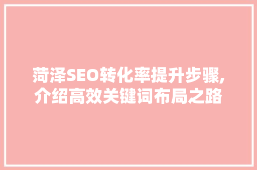 菏泽SEO转化率提升步骤,介绍高效关键词布局之路