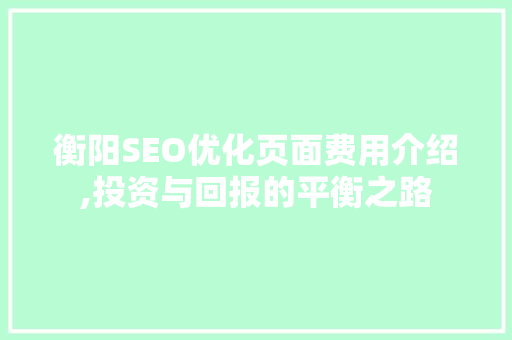 衡阳SEO优化页面费用介绍,投资与回报的平衡之路