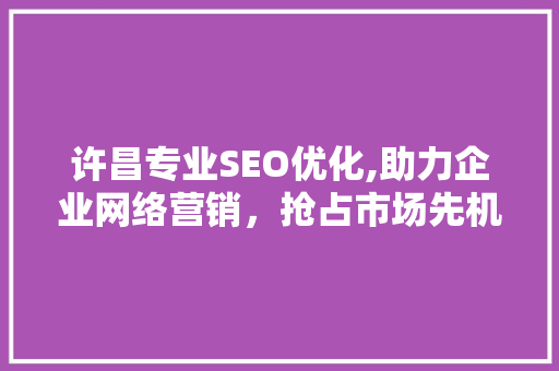 许昌专业SEO优化,助力企业网络营销，抢占市场先机