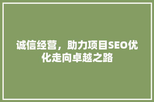 诚信经营，助力项目SEO优化走向卓越之路