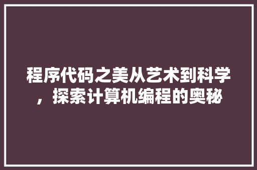程序代码之美从艺术到科学，探索计算机编程的奥秘
