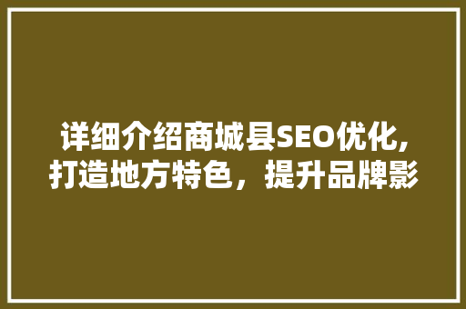 详细介绍商城县SEO优化,打造地方特色，提升品牌影响力