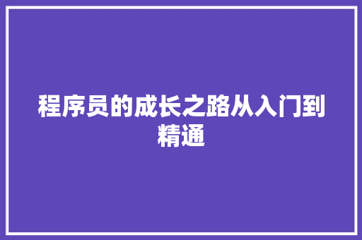 程序员的成长之路从入门到精通