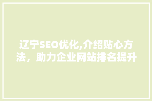 辽宁SEO优化,介绍贴心方法，助力企业网站排名提升