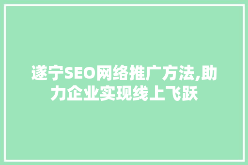 遂宁SEO网络推广方法,助力企业实现线上飞跃