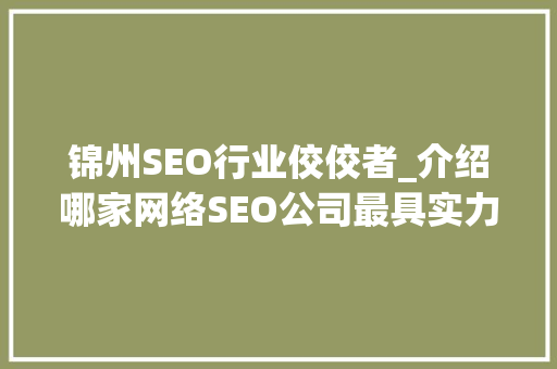 锦州SEO行业佼佼者_介绍哪家网络SEO公司最具实力