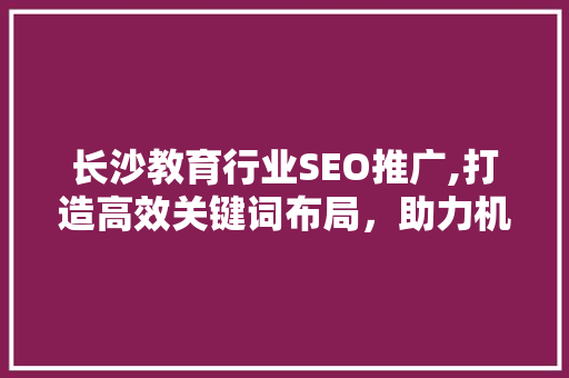 长沙教育行业SEO推广,打造高效关键词布局，助力机构腾飞
