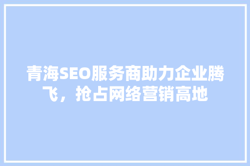 青海SEO服务商助力企业腾飞，抢占网络营销高地
