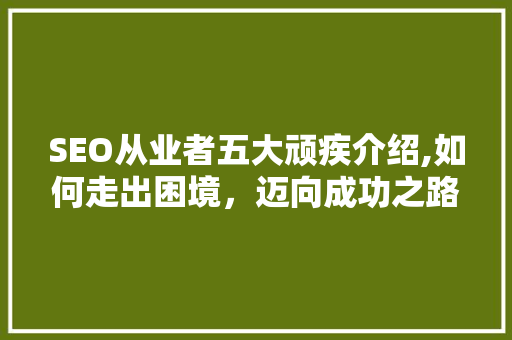 SEO从业者五大顽疾介绍,如何走出困境，迈向成功之路