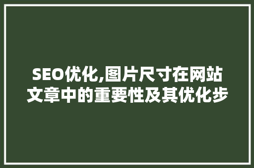 SEO优化,图片尺寸在网站文章中的重要性及其优化步骤