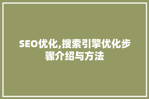 SEO优化,搜索引擎优化步骤介绍与方法