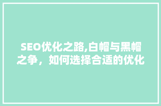 SEO优化之路,白帽与黑帽之争，如何选择合适的优化步骤