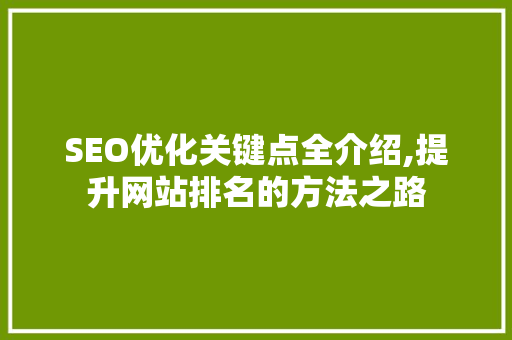 SEO优化关键点全介绍,提升网站排名的方法之路