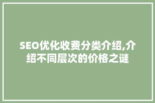 SEO优化收费分类介绍,介绍不同层次的价格之谜