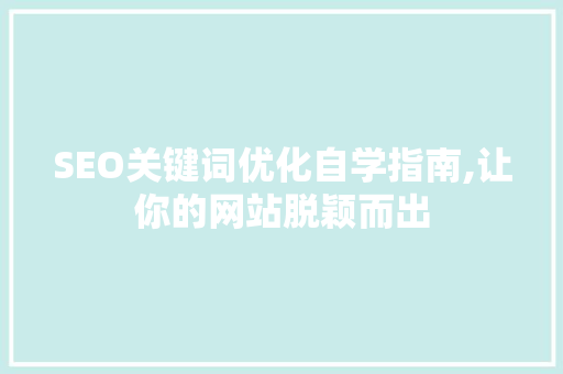 SEO关键词优化自学指南,让你的网站脱颖而出