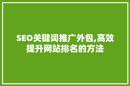 SEO关键词推广外包,高效提升网站排名的方法