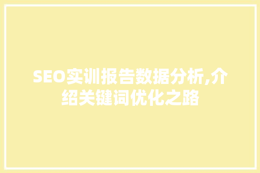SEO实训报告数据分析,介绍关键词优化之路
