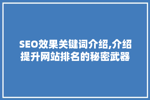 SEO效果关键词介绍,介绍提升网站排名的秘密武器