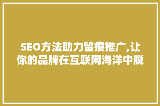 SEO方法助力留痕推广,让你的品牌在互联网海洋中脱颖而出