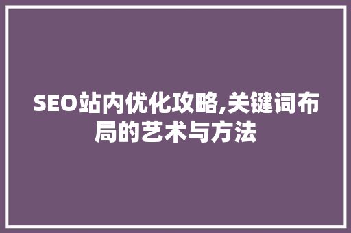 SEO站内优化攻略,关键词布局的艺术与方法