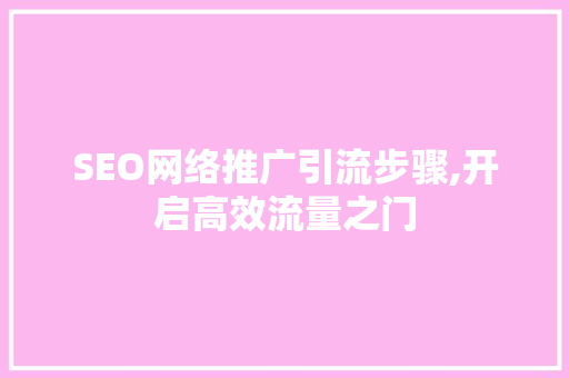 SEO网络推广引流步骤,开启高效流量之门