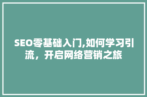 SEO零基础入门,如何学习引流，开启网络营销之旅