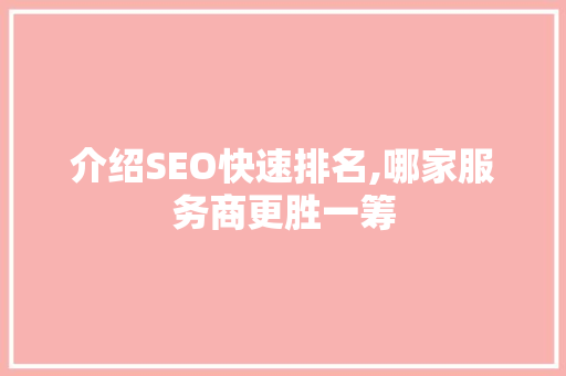 介绍SEO快速排名,哪家服务商更胜一筹