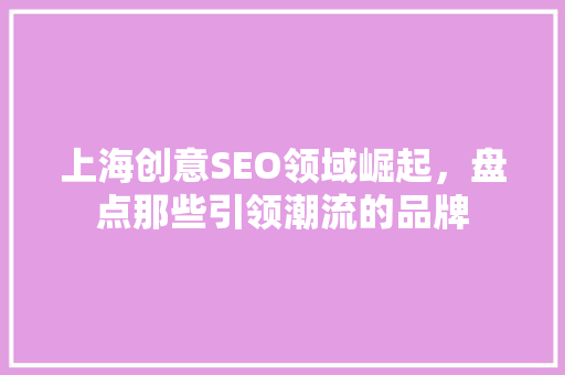 上海创意SEO领域崛起，盘点那些引领潮流的品牌