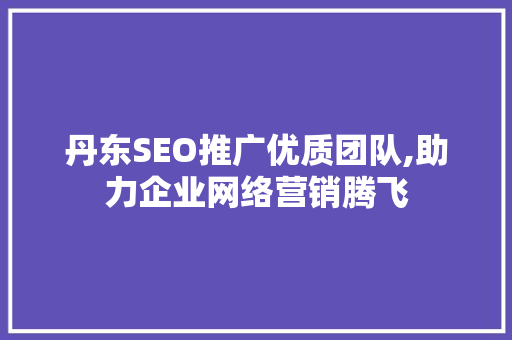 丹东SEO推广优质团队,助力企业网络营销腾飞