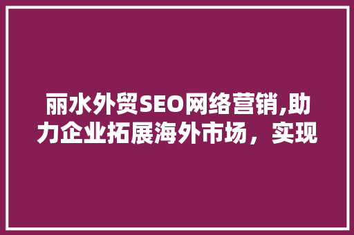 丽水外贸SEO网络营销,助力企业拓展海外市场，实现品牌国际化
