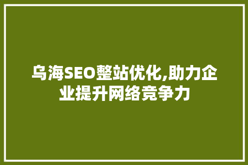 乌海SEO整站优化,助力企业提升网络竞争力