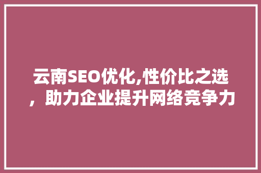 云南SEO优化,性价比之选，助力企业提升网络竞争力  第1张