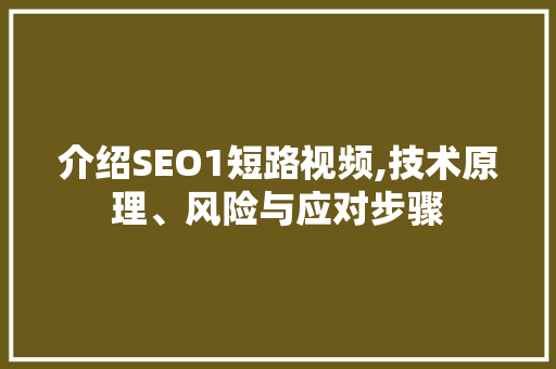 介绍SEO1短路视频,技术原理、风险与应对步骤