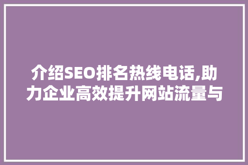 介绍SEO排名热线电话,助力企业高效提升网站流量与品牌知名度