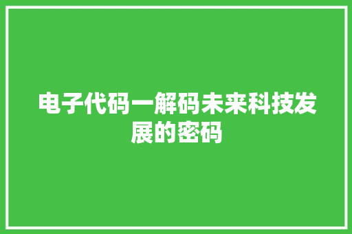 电子代码一解码未来科技发展的密码