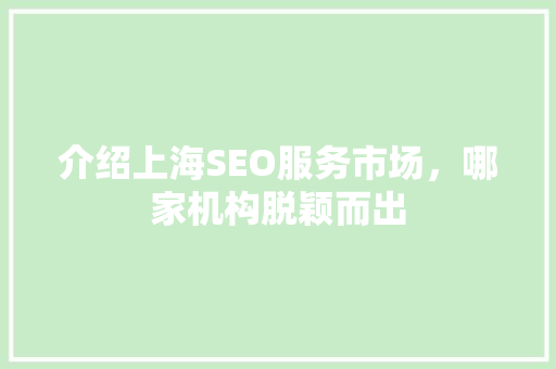 介绍上海SEO服务市场，哪家机构脱颖而出