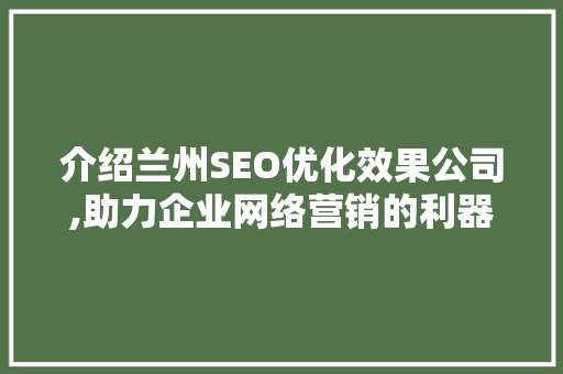 介绍兰州SEO优化效果公司,助力企业网络营销的利器