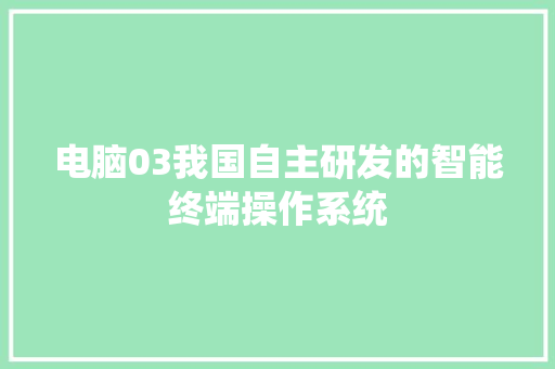 电脑03我国自主研发的智能终端操作系统