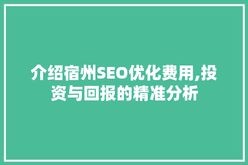 介绍宿州SEO优化费用,投资与回报的精准分析