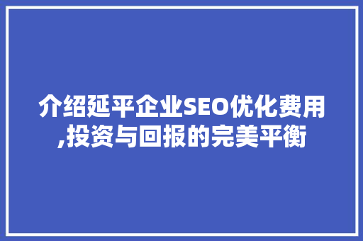 介绍延平企业SEO优化费用,投资与回报的完美平衡