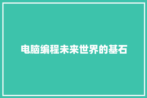 电脑编程未来世界的基石